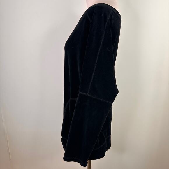 Boston Proper Sport Black Scoop Neck Velour Sweatshirt Shirt Size Medium - Picture 6 of 8